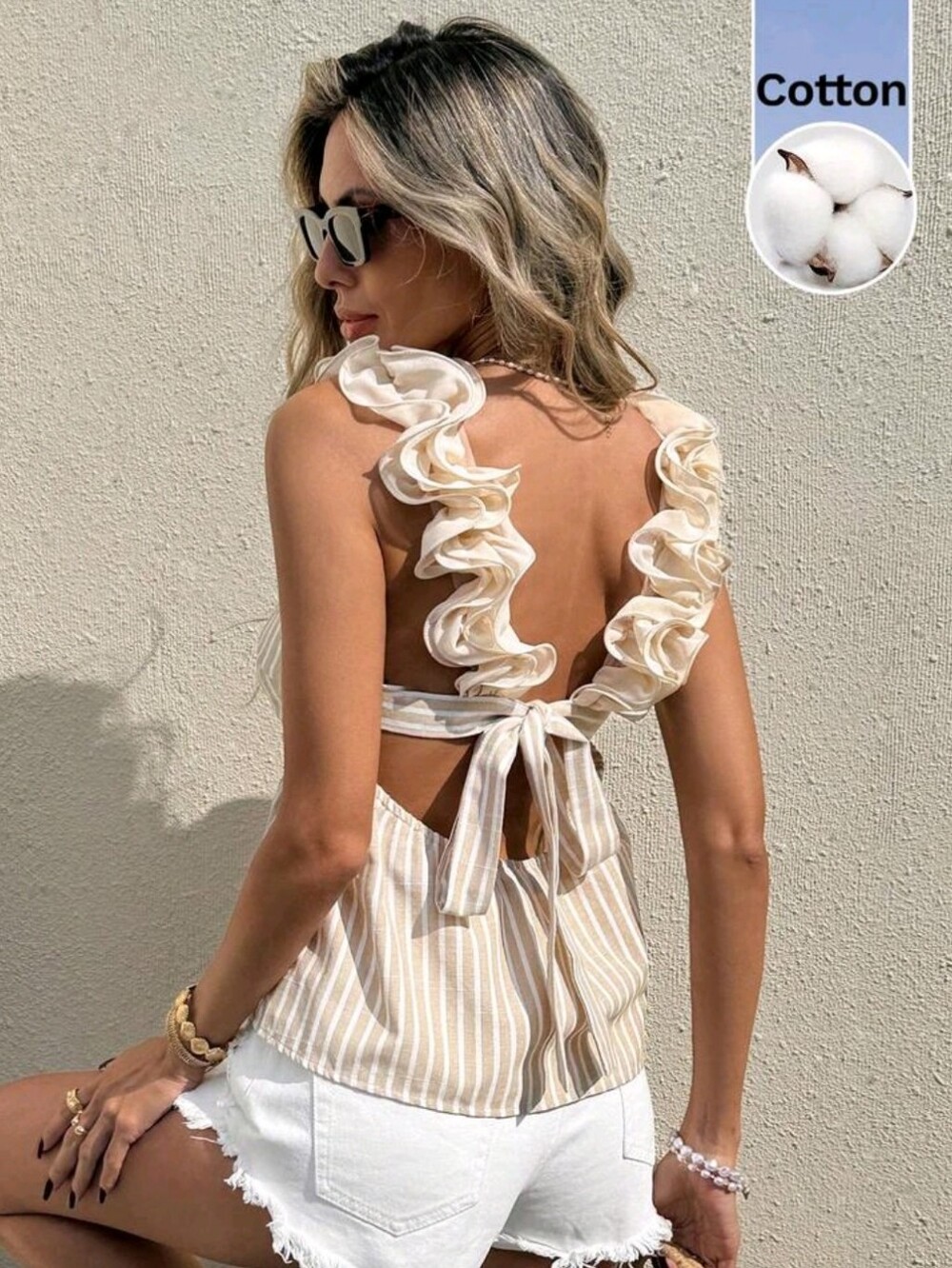 Blue And White Stripe Summer Chic Day Time Holiday Women's French Retro